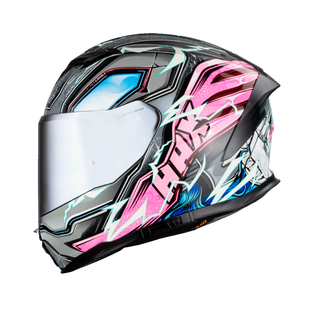 HAX Force Full Face Motorcycle Helmet Thunder Pink Glow in the Dark L