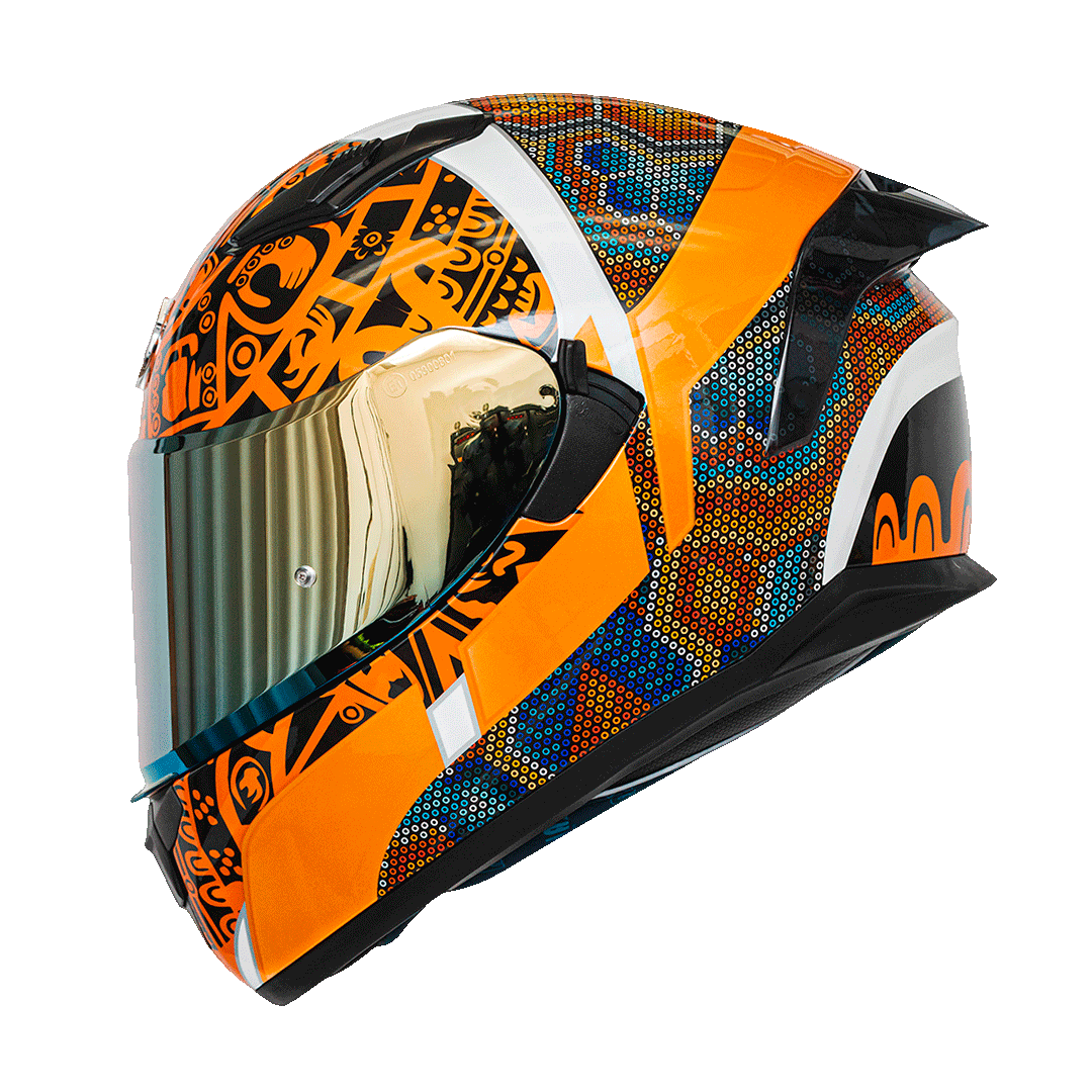 haluc❤ HAX Obsidian Motorcycle Helmet Huichol Gold Motorcycle Helmet