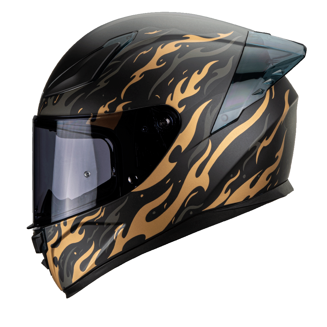 does hax make good motorcycle helmets HAX Onix Full Face Motorcycle Helmet Flame Gold