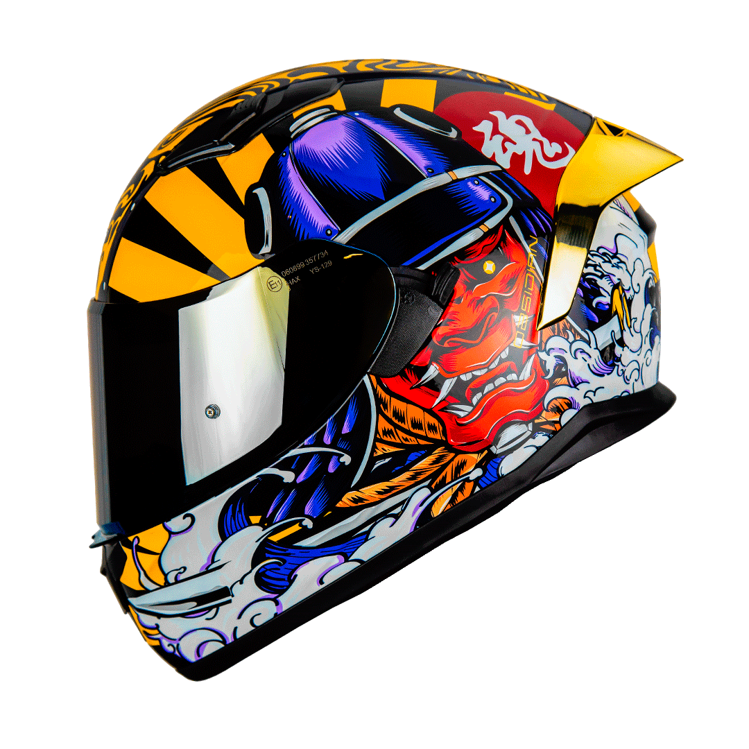 custom samurai motorcycle helmet Samurai Gold Motorcycle Helmet Style Small