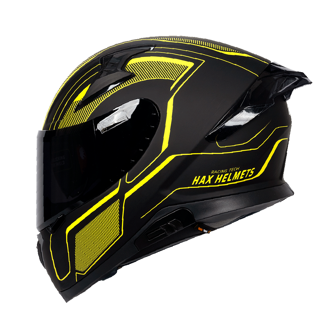 HAX Impulse Motorcycle Helmet Blade Black Matte Yellow