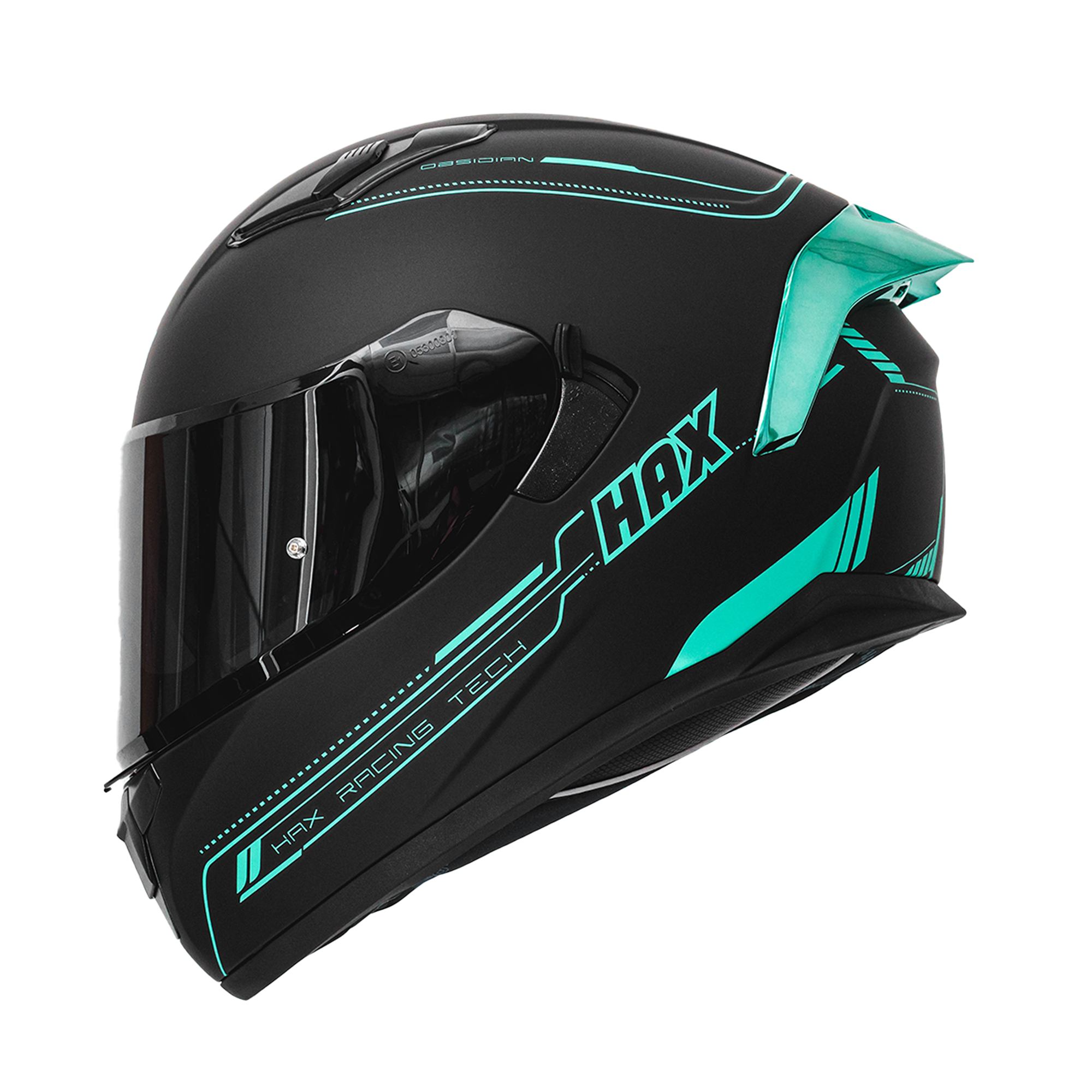 Matte Black Aqua Motorcycle Helmet Medium, image size:2000x2000