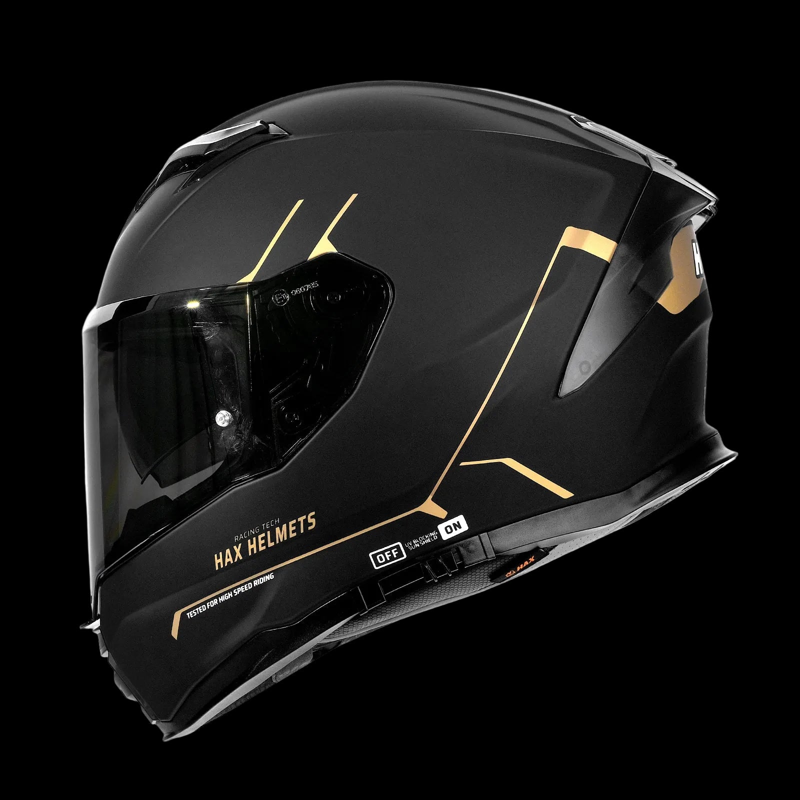 Matte Black Gold Motorcycle Helmet