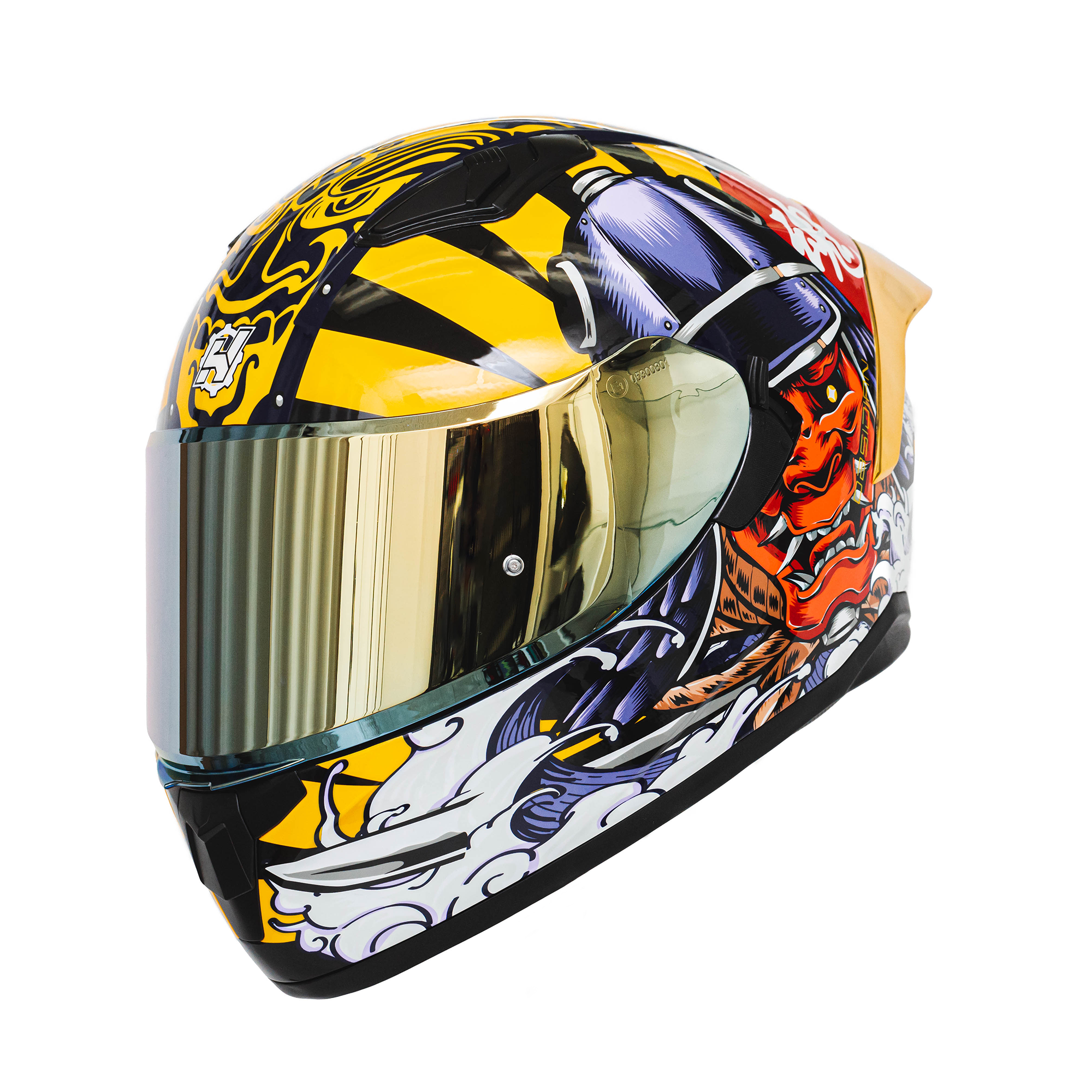 Samurai Gold Motorcycle Helmet Style - Main Image