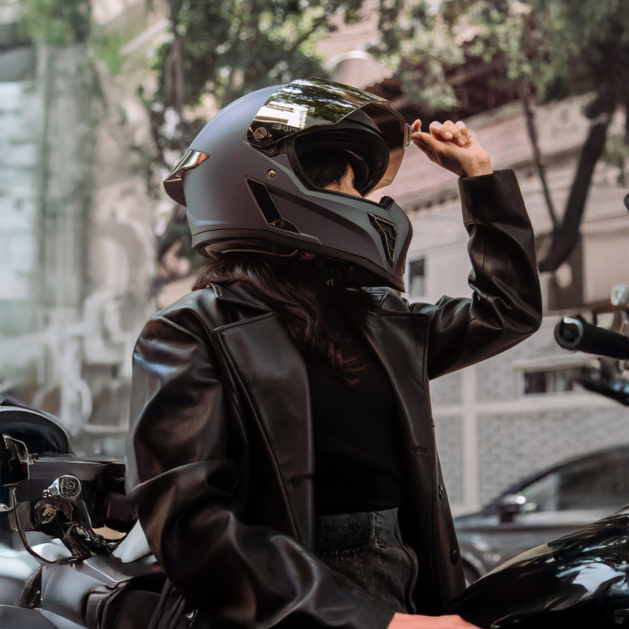 HAX Black Pearl Full Face Motorcycle Helmet Gun Metal - alternate