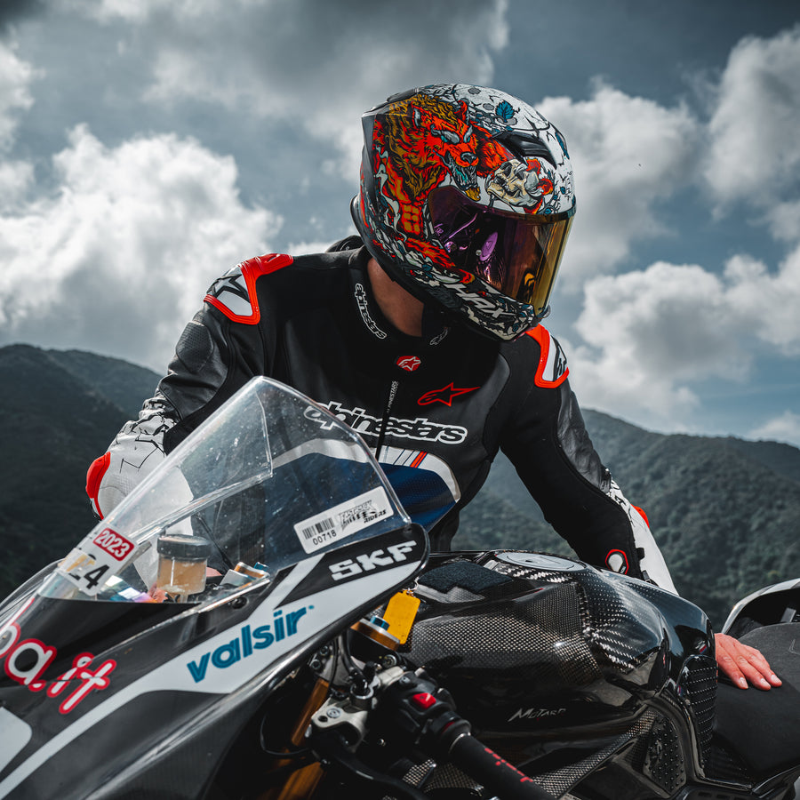 HAX Force Full Face Motorcycle Helmet Night Legend Orange Glow in the Dark - alternate