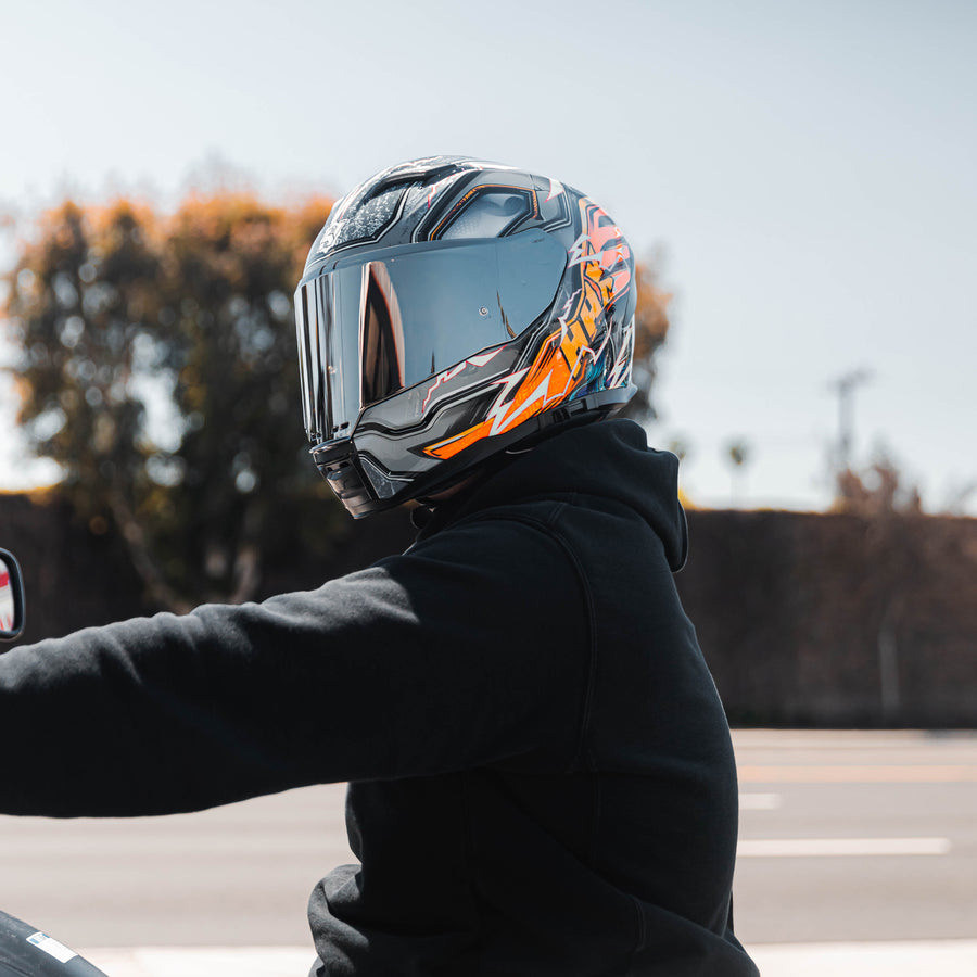 HAX Force Full Face Motorcycle Helmet Thunder Orange Glow in the Dark - alternate