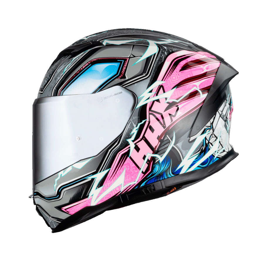 HAX Force Full Face Motorcycle Helmet  Thunder Pink Glow in the Dark