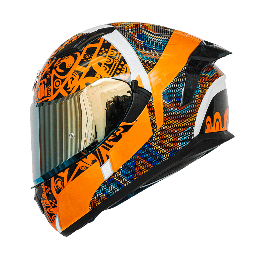 Huichol Gold Motorcycle Helmet