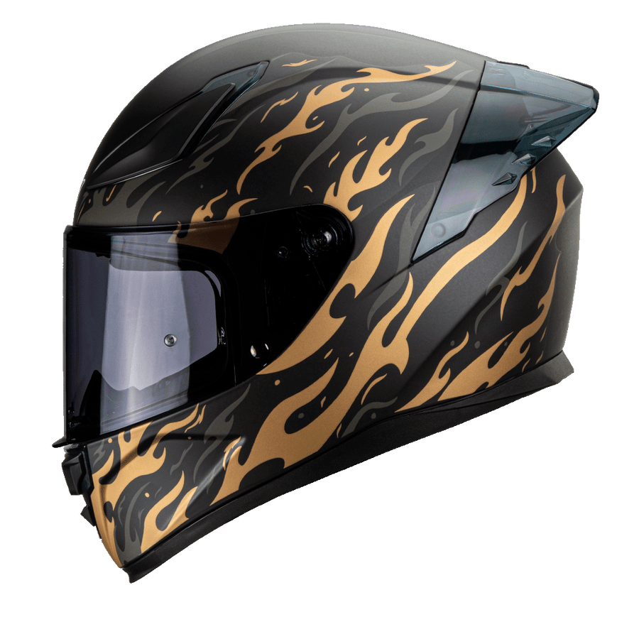 HAX Onix Full Face Motorcycle Helmets Flame Gold