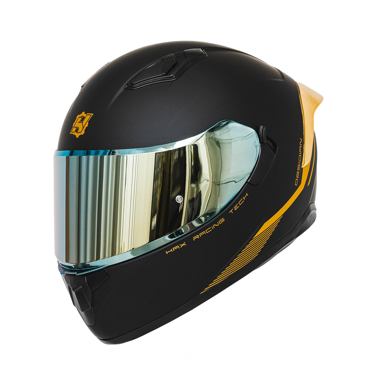 Matte Black Gold Motorcycle Helmet