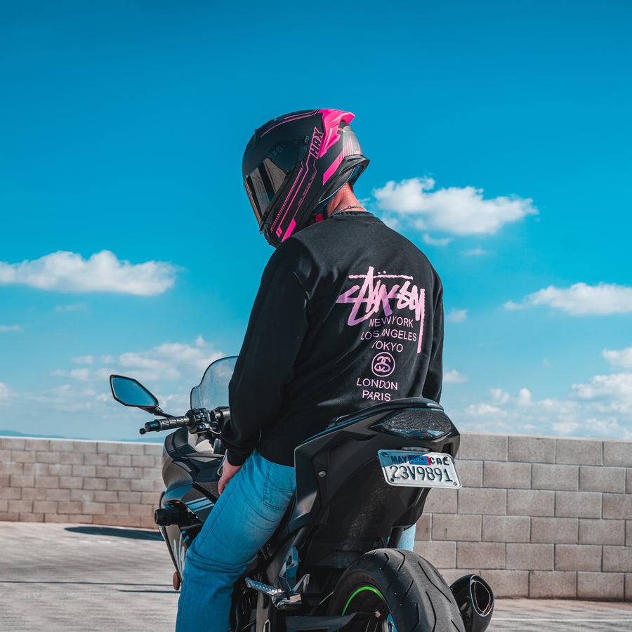 HAX Obsidian PRO Motorcycle Helmet Matte Black Pink - alternate