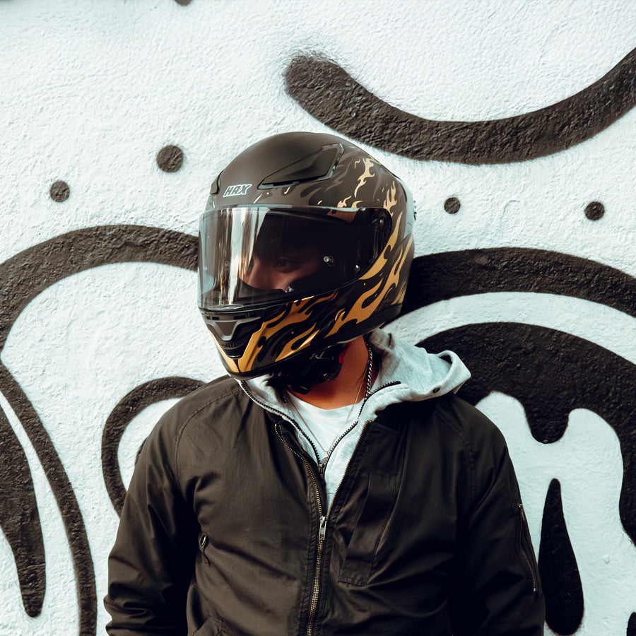 HAX Onix Full Face Motorcycle Helmets Flame Gold - alternate