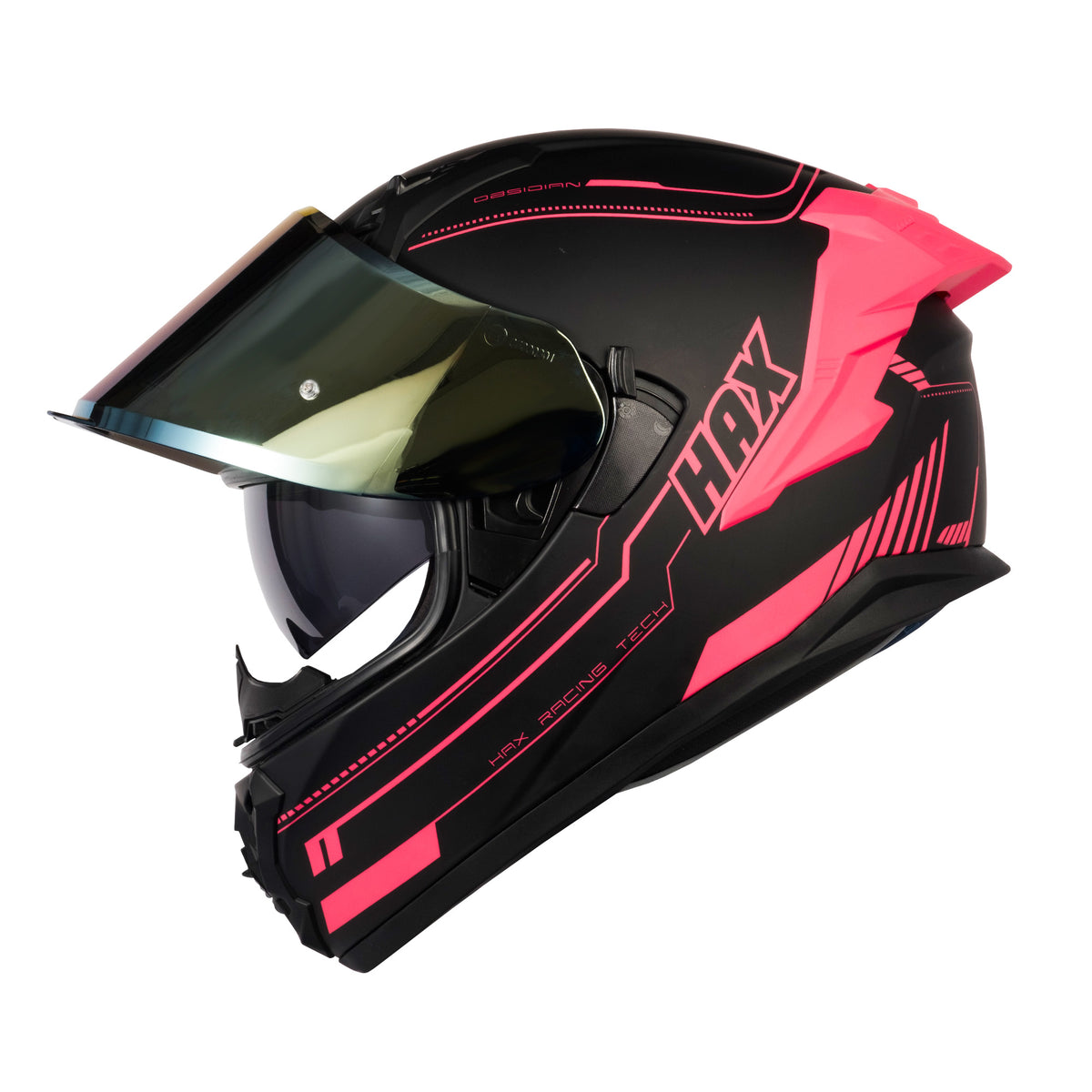 HAX Obsidian PRO Motorcycle Helmet Matte Black Pink