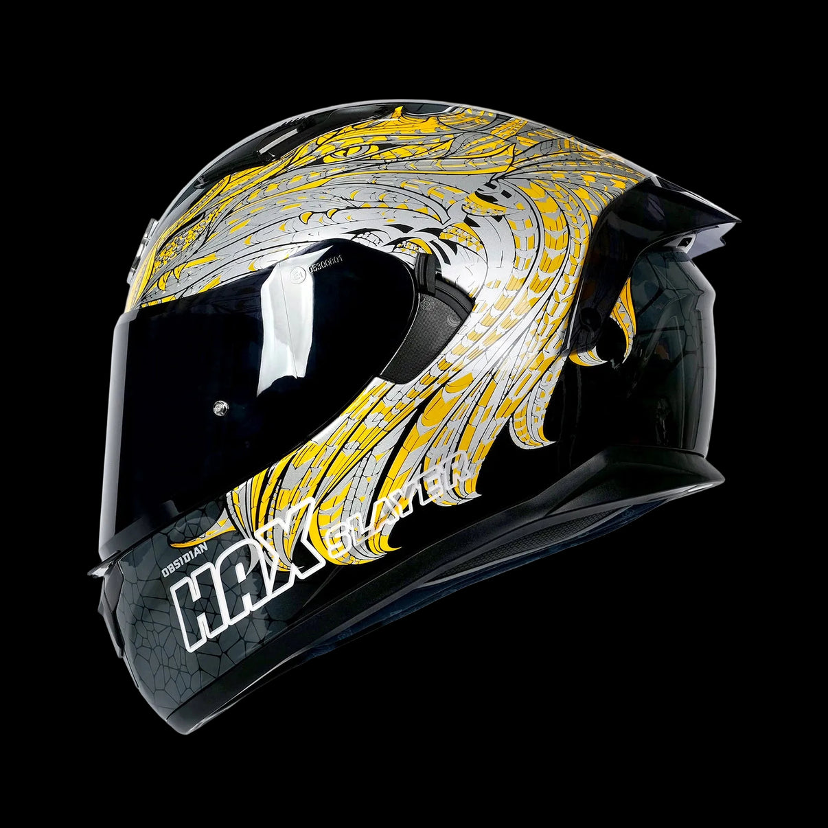 gold motorcycle helmet