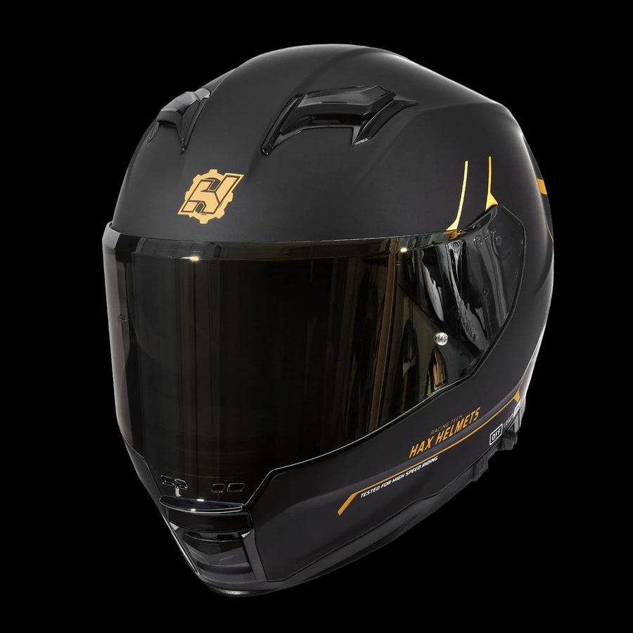 Matte Black Gold Motorcycle Helmet - alternate