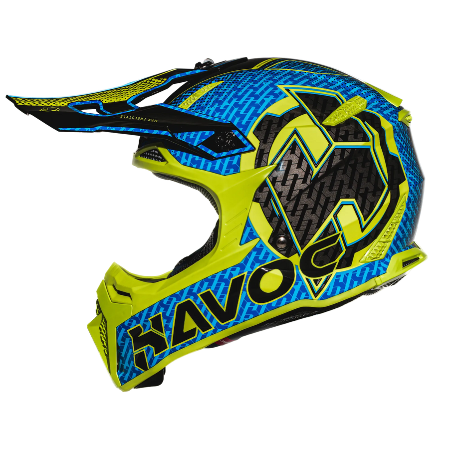 HAX Havoc Motorcycle Helmet - Cyan Gloss - alternate