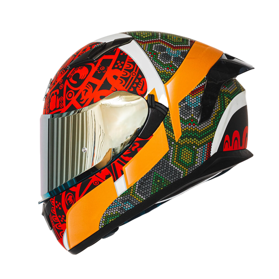 Huichol Green Motorcycle Helmet