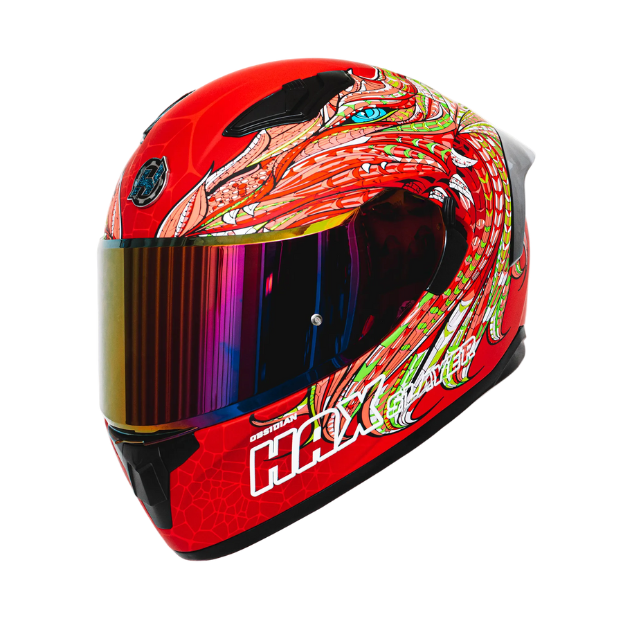 Alebrije Dragon Slayer Red Motorcycle Helmet - alternate