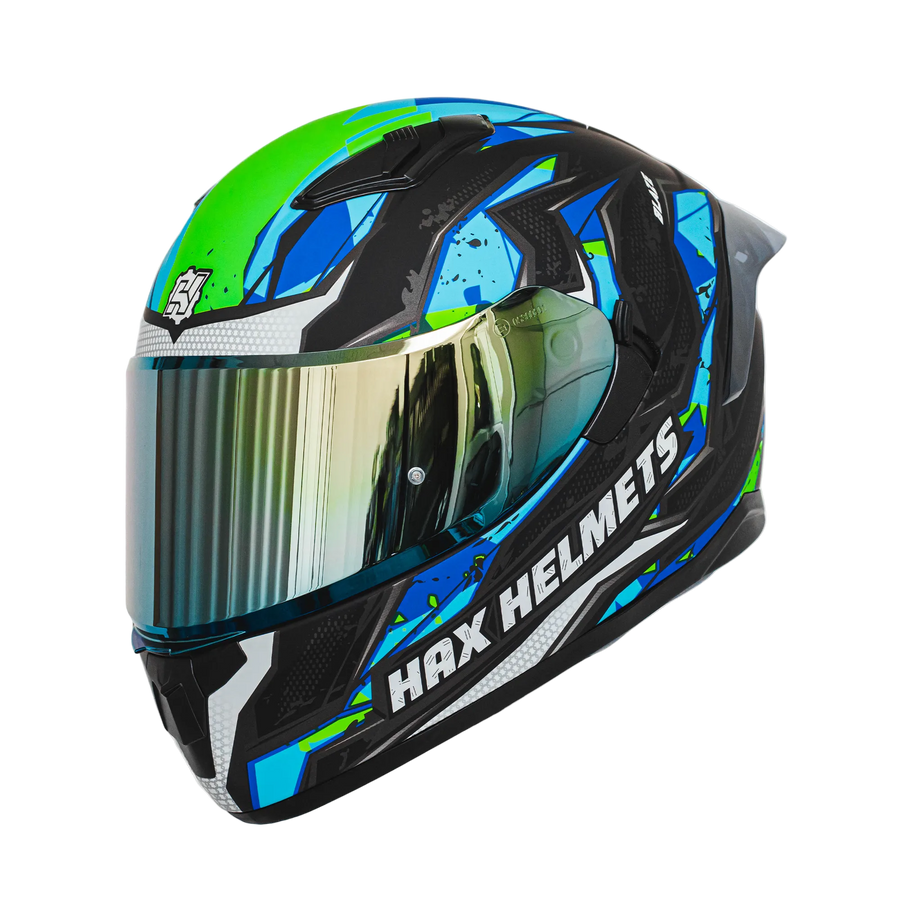 Blaze Blue Motorcycle Helmet - alternate