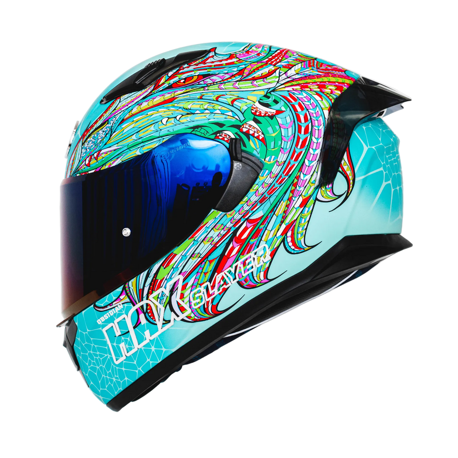 Alebrije Dragon Slayer Turquoise Motorcycle Helmet