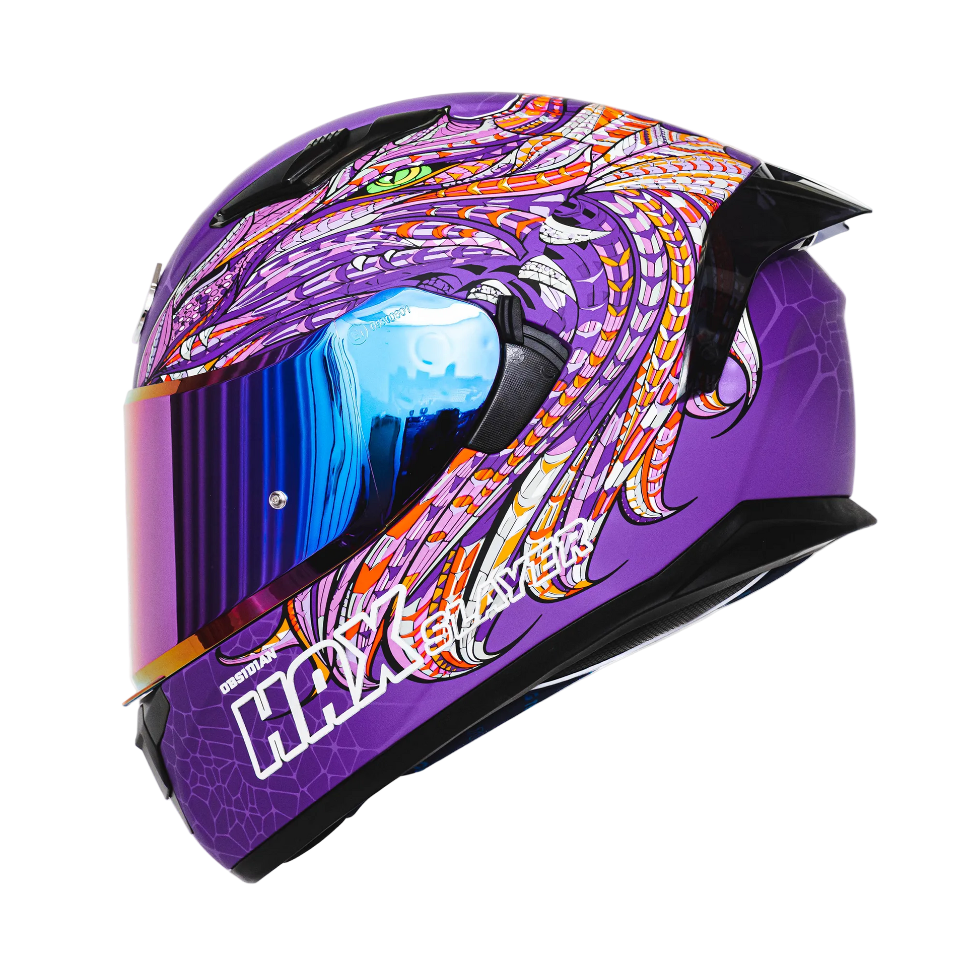 HAX Obsidian Motorcycle Helmet Alebrije Dragon Slayer Purple XXL